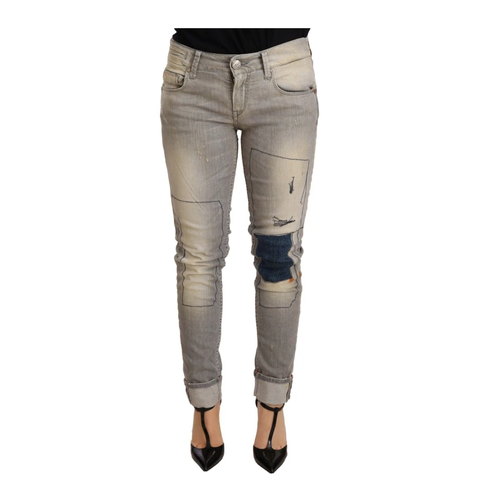 Acht Grå Slim Fit Byxa Med Uppvikt Fåll