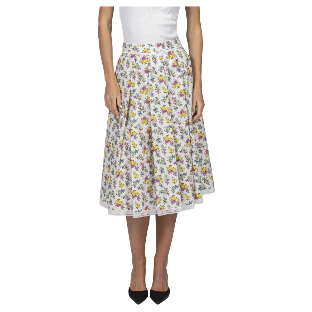 Dolce & Gabbana Women's Multicolor Midi Skirts, M, Pleated Poplin Skirt