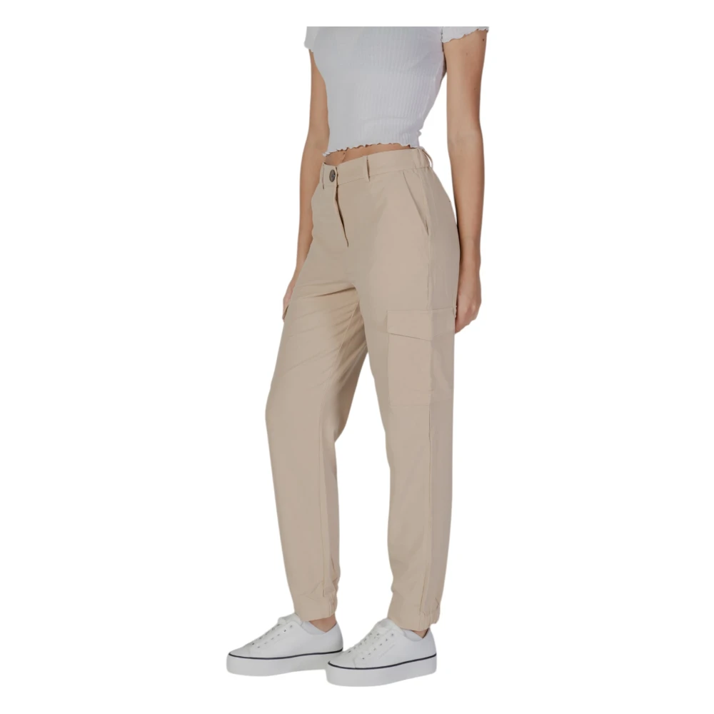b.Young Beige Rits-Knoop Broek met Zakken Beige Dames