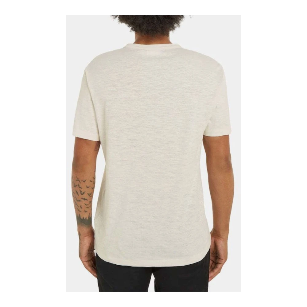 Calvin Klein Katoen Linnen Heren T-Shirt Beige Heren