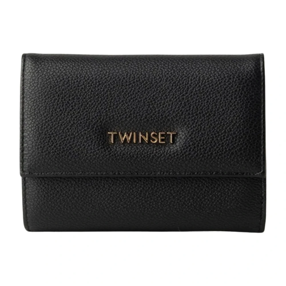 Twinset Zwarte Portemonnees met Metalen Logo Black Dames