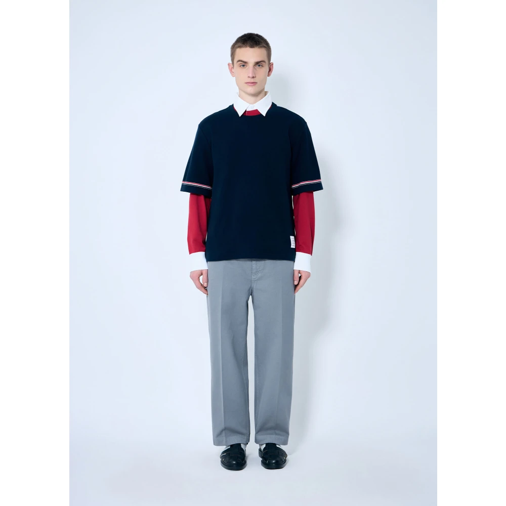 Thom Browne Gestreepte Katoenen Rugby Top Blue Heren