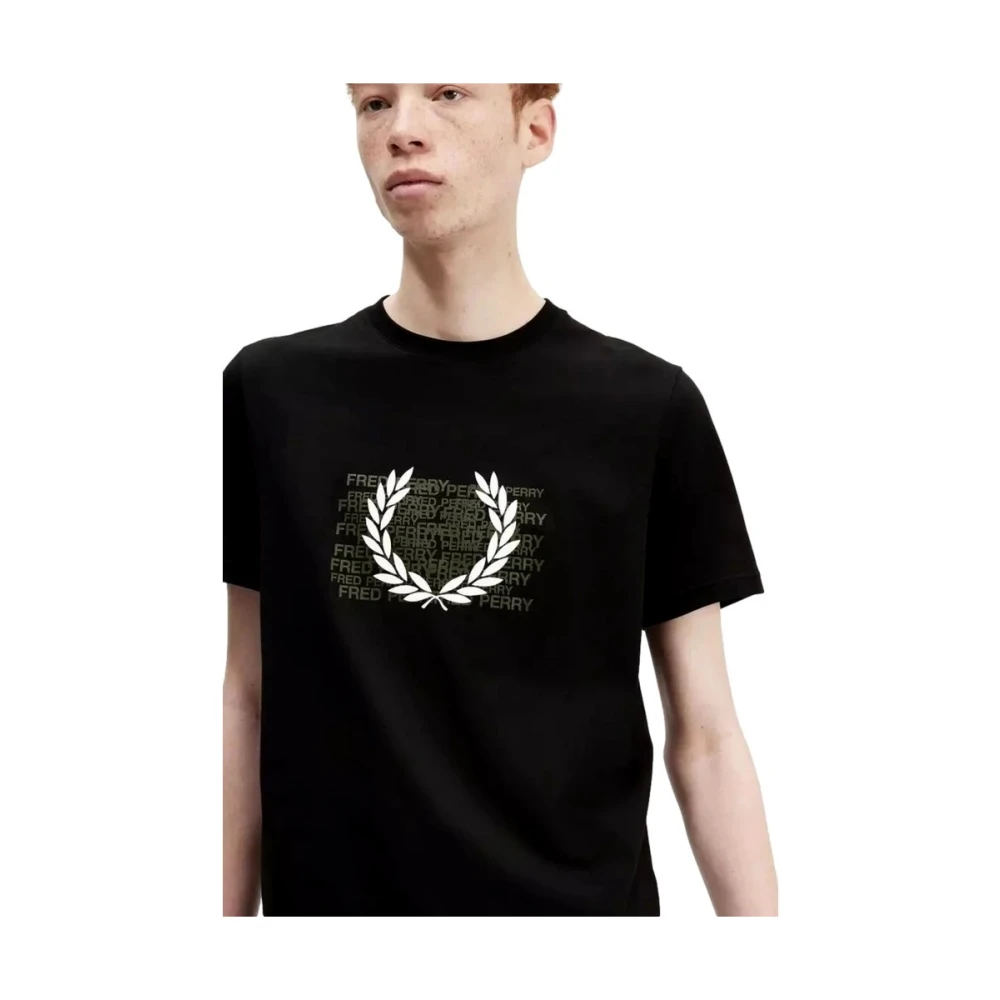 Fred Perry Zwart Grafisch T-shirt Black Heren