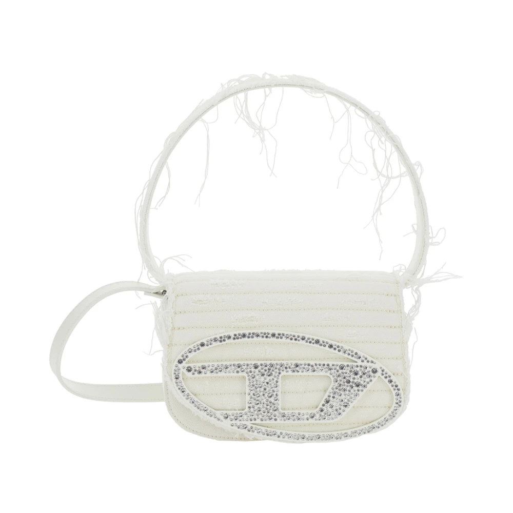 Diesel Witte schoudertas met ovaal D-logo White Dames