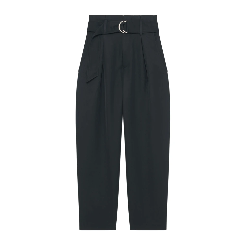 IRO Hoge taille zwarte broek met franjes Black Dames