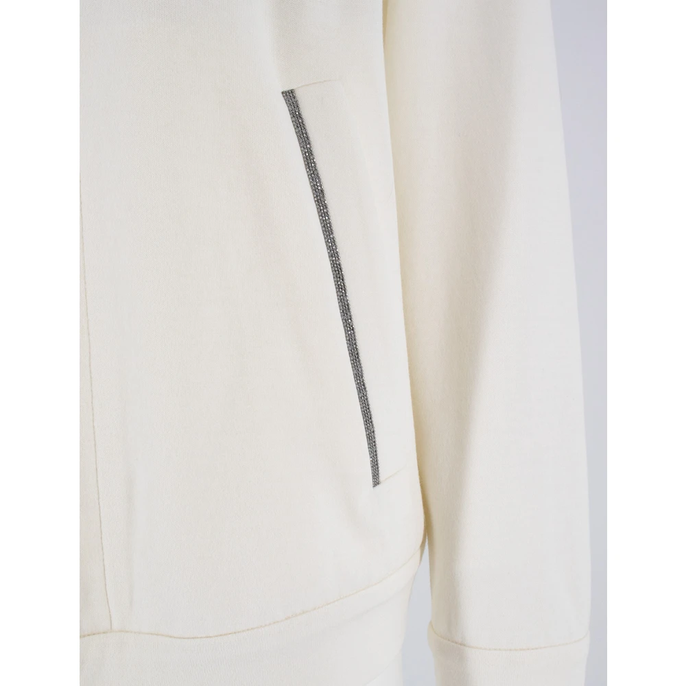 BRUNELLO CUCINELLI Elegante hoodie met juweelrand Beige Dames