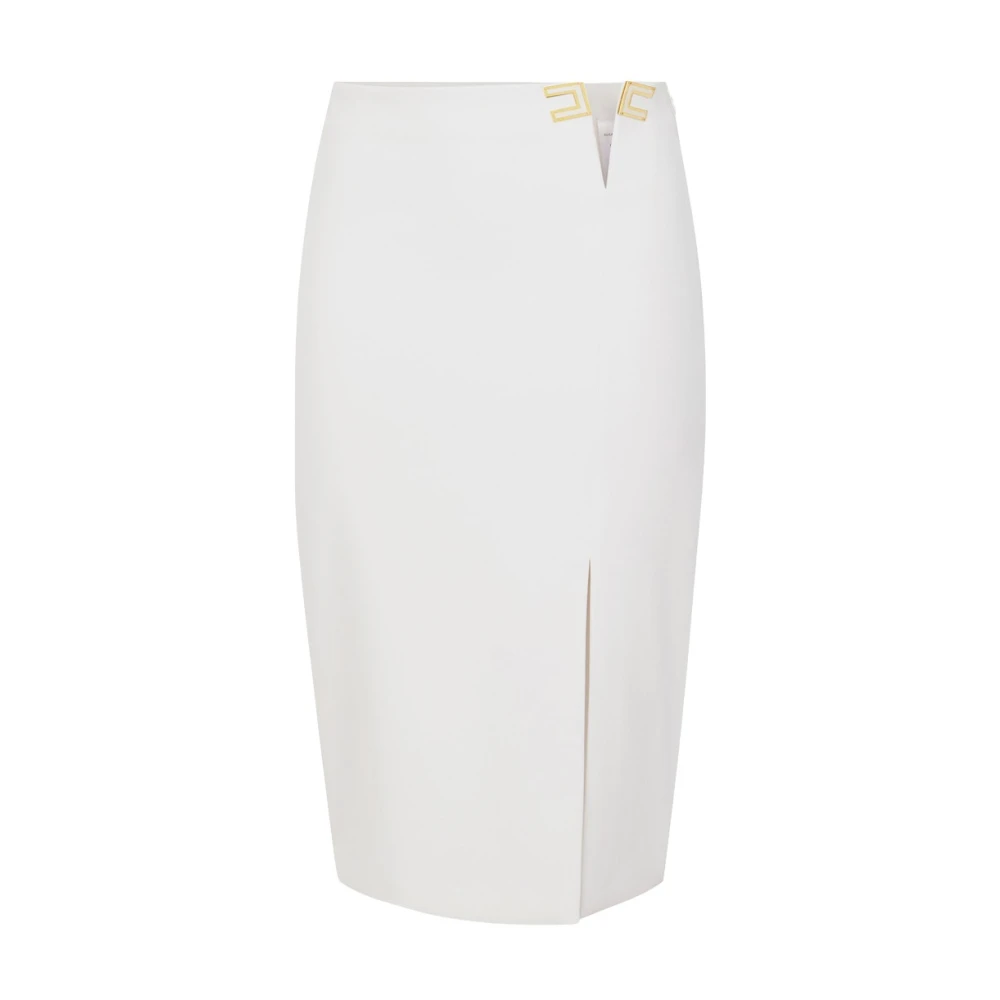 Elisabetta Franchi White Logo Detail Midi Skirt - Female - Pencil Skirts - L - Skirts