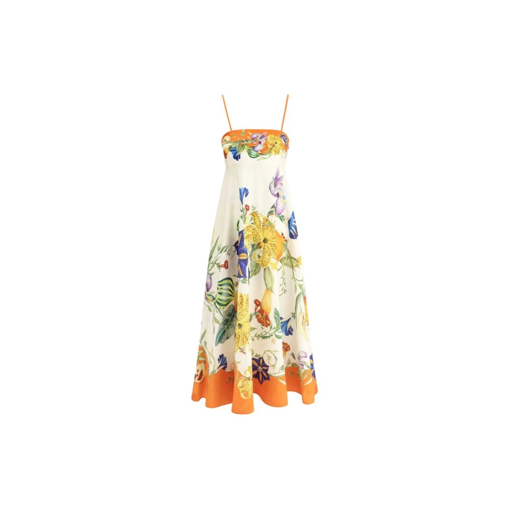 Alemais Bloemen Linnen Midi Jurk Multicolor Dames