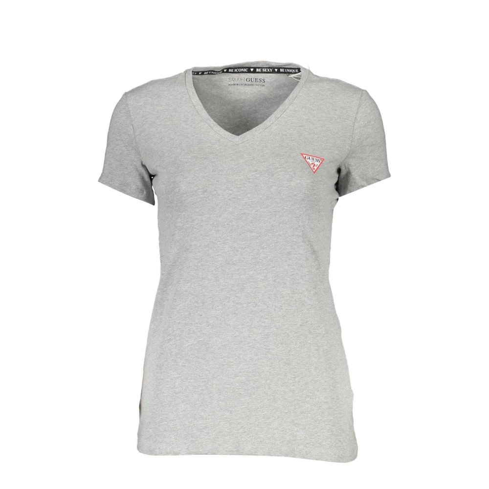 Guess Grå V-Neck Logo Tee Gray, Dam