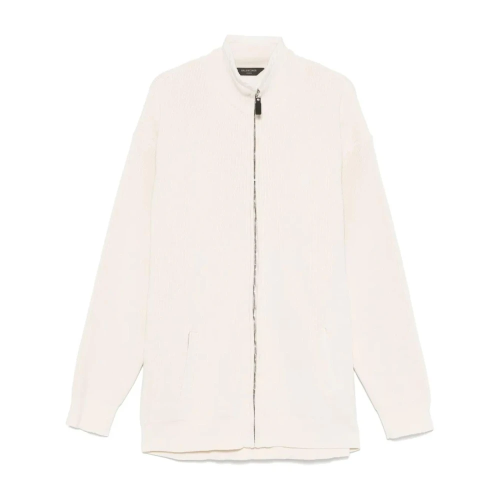 Balenciaga Men's Beige Zip-Up Knit Jumper - Zip-Throughs - Xs - Sweatshirts & Hoodies