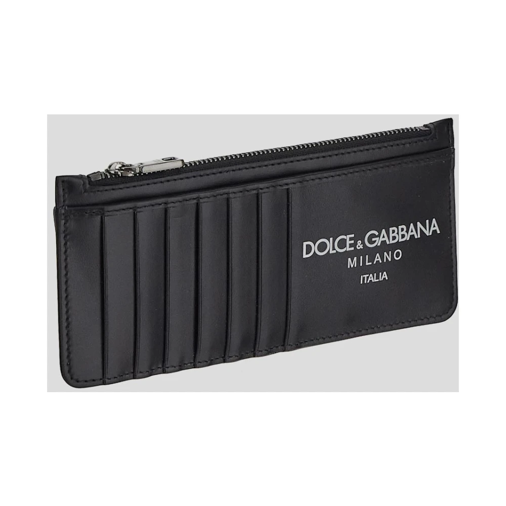 Dolce & Gabbana Verticale kaarthouder met logo Black Heren