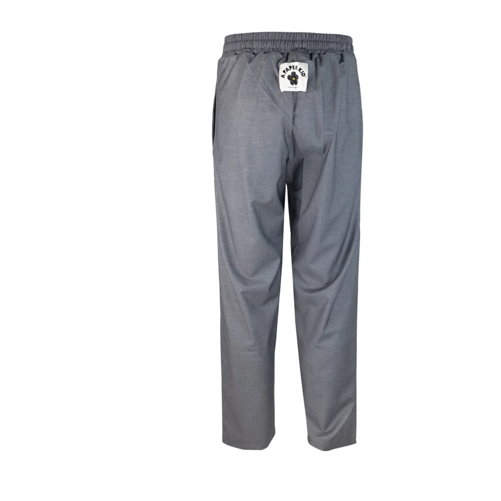A Paper Kid Grijze Flanellen Loose Fit Broek Gray Heren