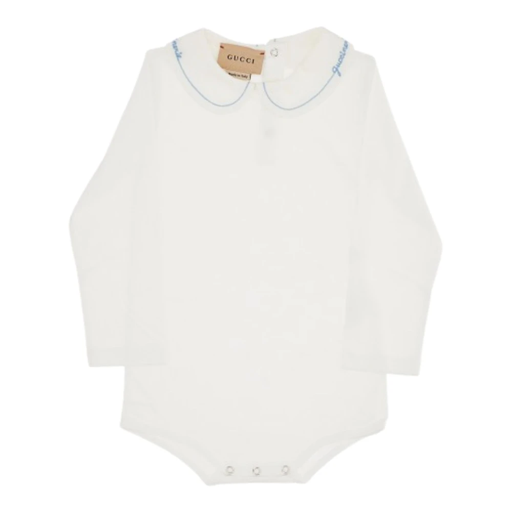 Gucci Vit Långärmad Bomull Jersey Topp White, Unisex