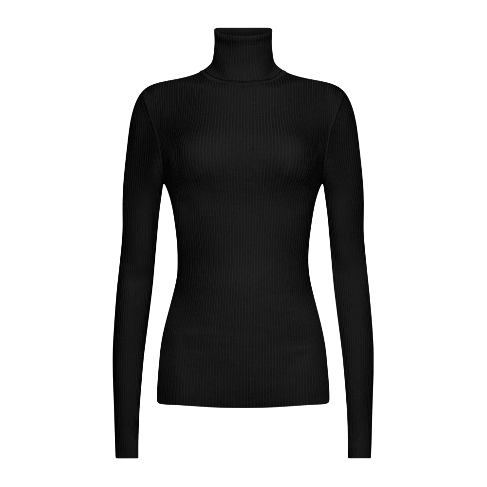 Wolford Black Turtlenecks, Female, Xs, Merino Fine Rib Pullover