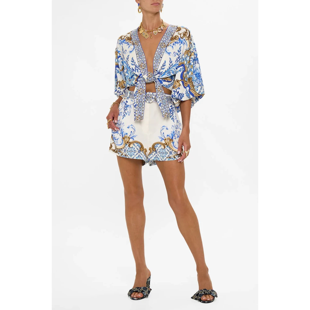 Camilla Blauw Avontuur Pofmouw Top Blue Dames