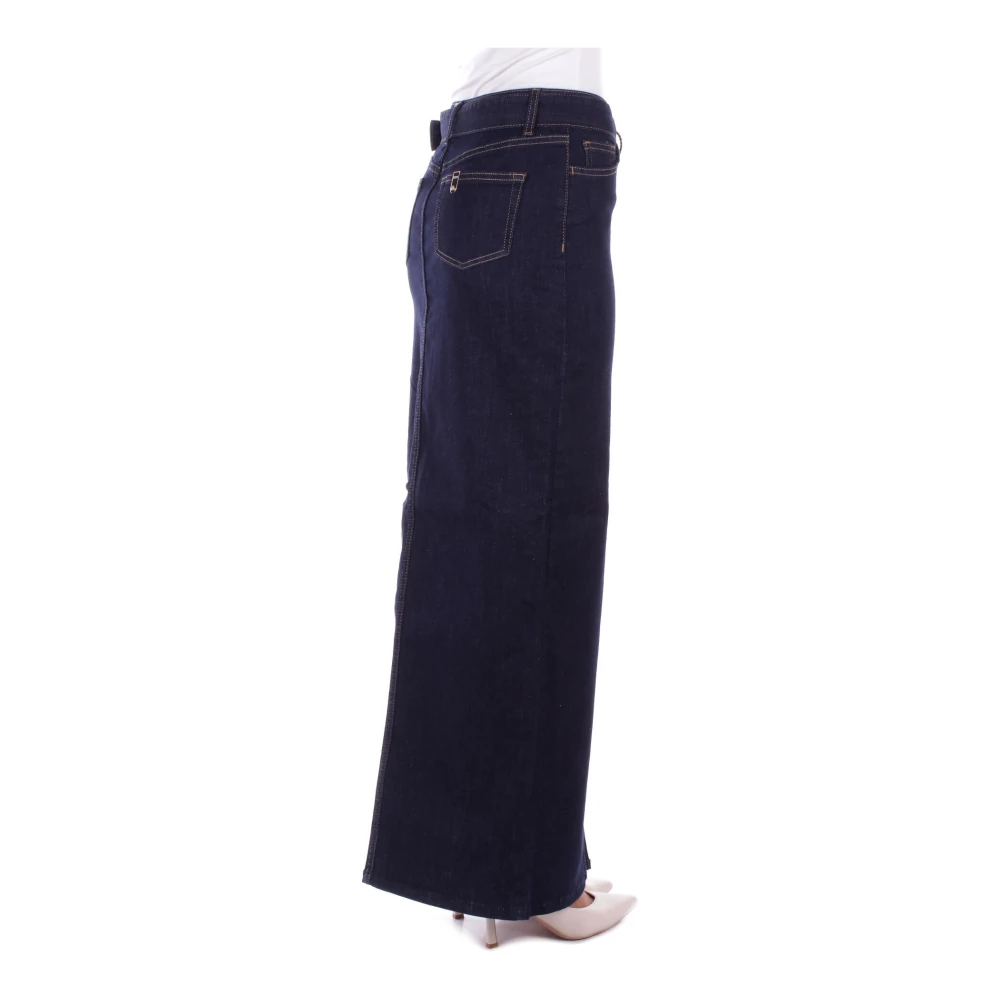 Liu Jo Denim Rok met Rits en Knoop Blue Dames