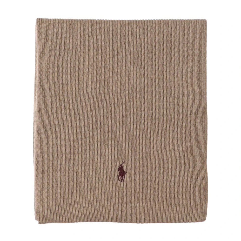 Polo Ralph Lauren Geborduurd Logo Wollen Sjaal Beige Heren