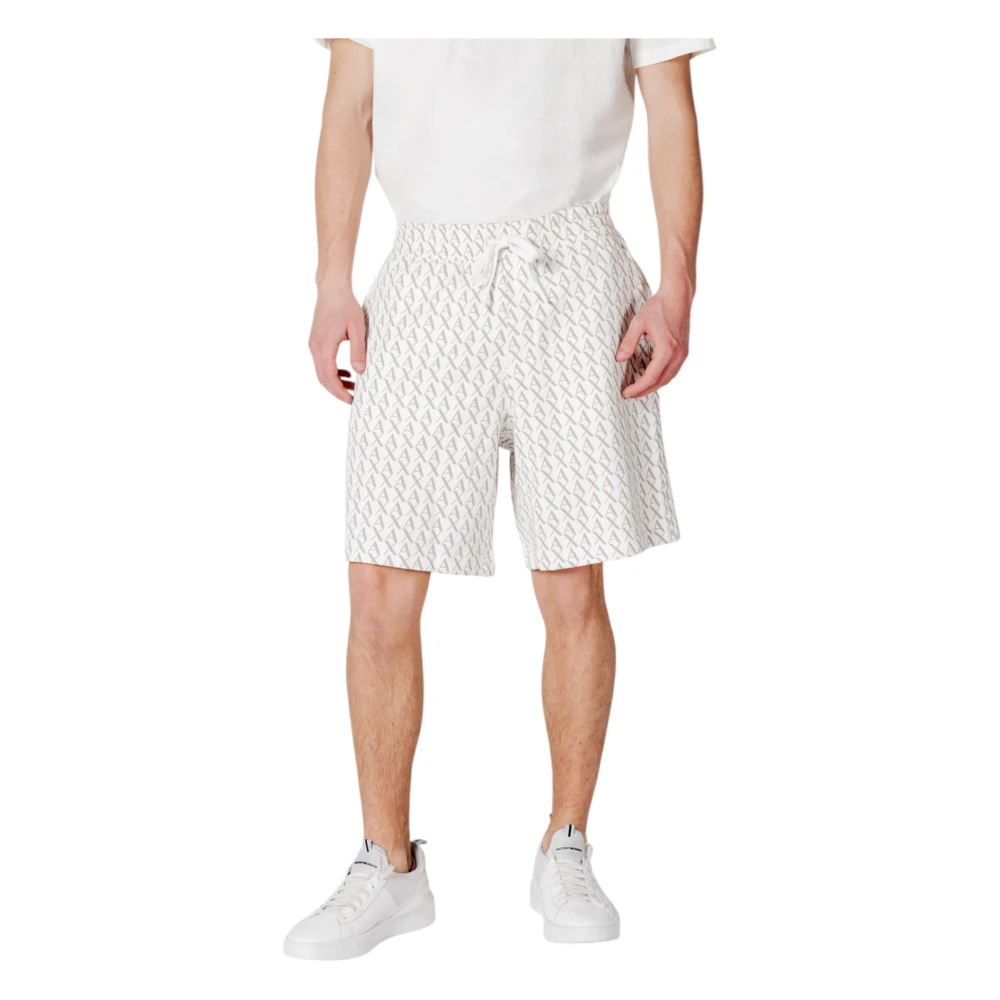 Armani Exchange Men's White Casual Shorts, M, Lace Fastening Cotton Shorts