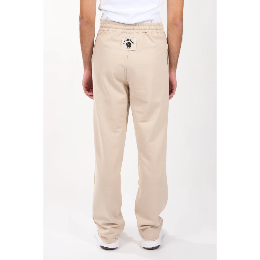 A Paper Kid Sweatpants met relaxte pasvorm en trekkoord Beige Heren