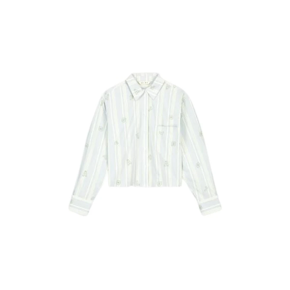 Olaf Hussein Spiral Embro Logo Stripe Shirt White Dames