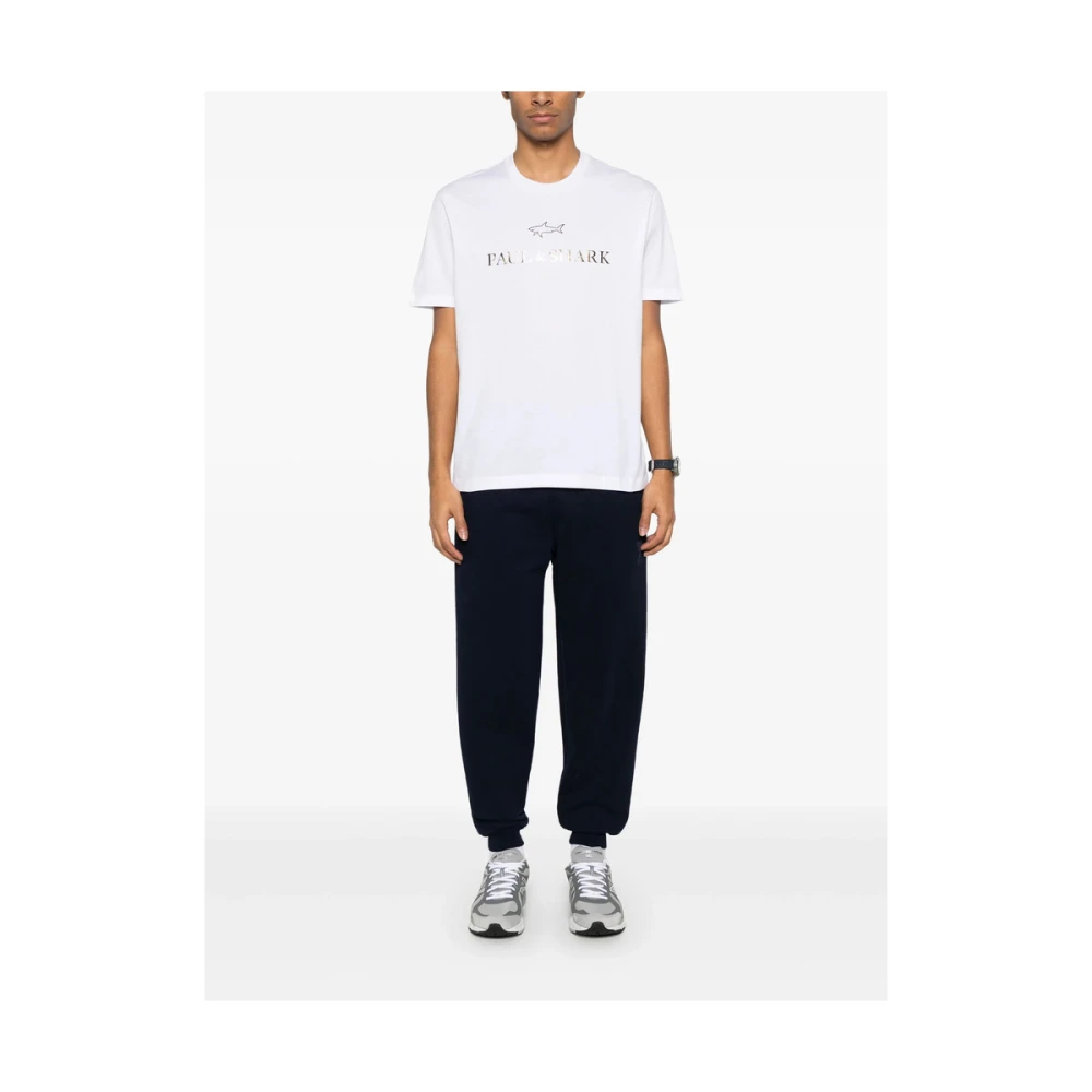 PAUL & SHARK Witte Haaienprint Crew Neck T-shirt White Heren