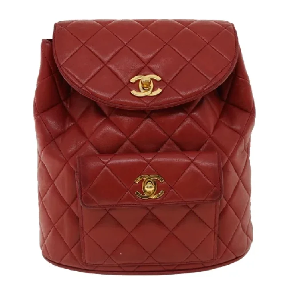 Chanel Vintage Pre-owned Leather backpacks Red Dames