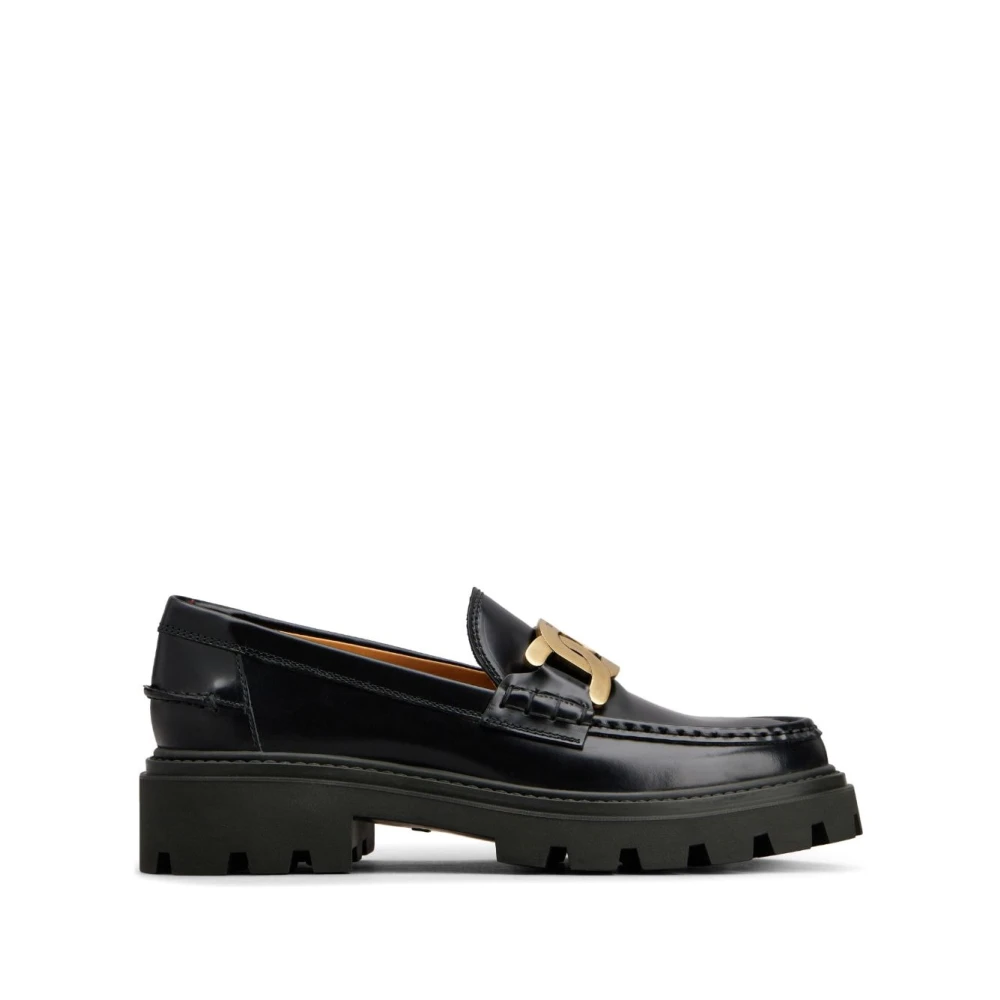 Tod's Women's Black Leather Chain Sandals - Loafers - 3 Uk - Shoes