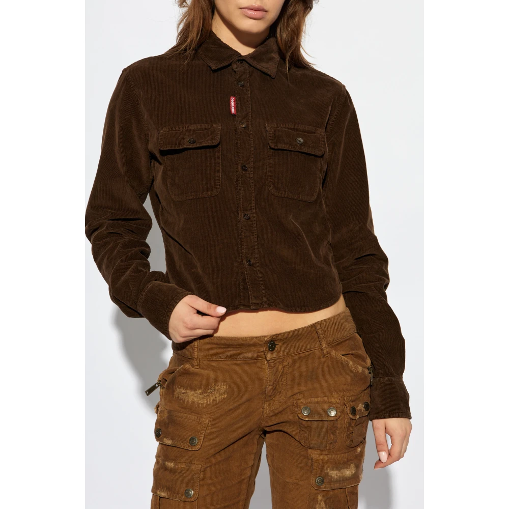 Dsquared2 Ribfluwelen overhemd Brown Dames