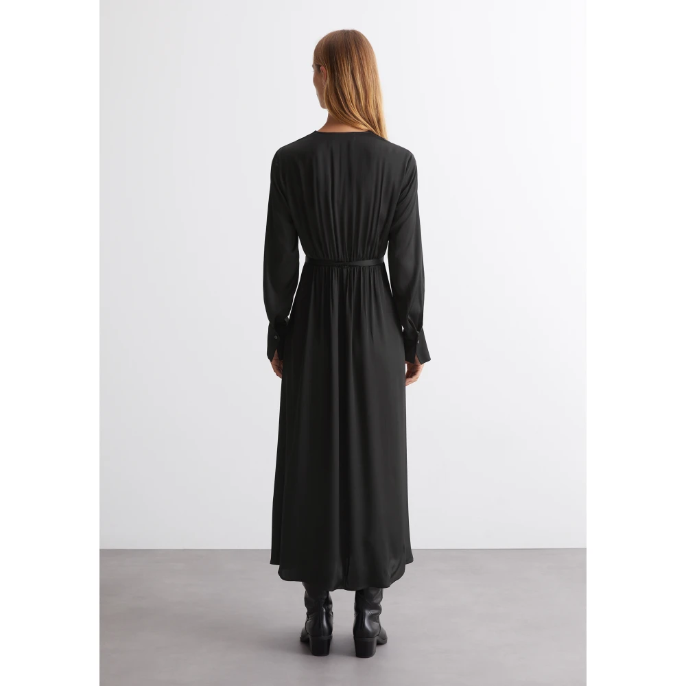 Marc O'Polo Lange wikkeljurk gevormd Black Dames