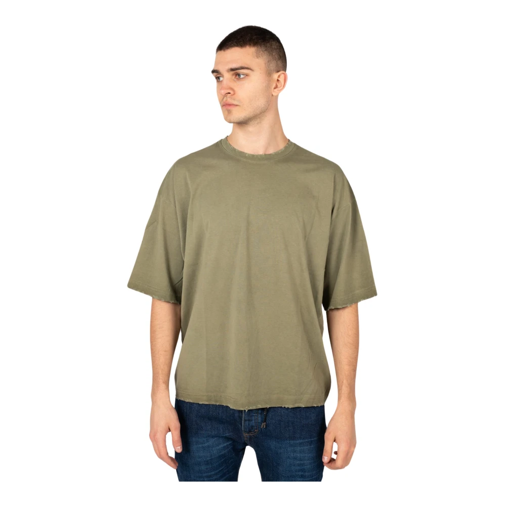 Xagon Man Oversize C-hals T-shirt met ruwe afwerking Green Heren
