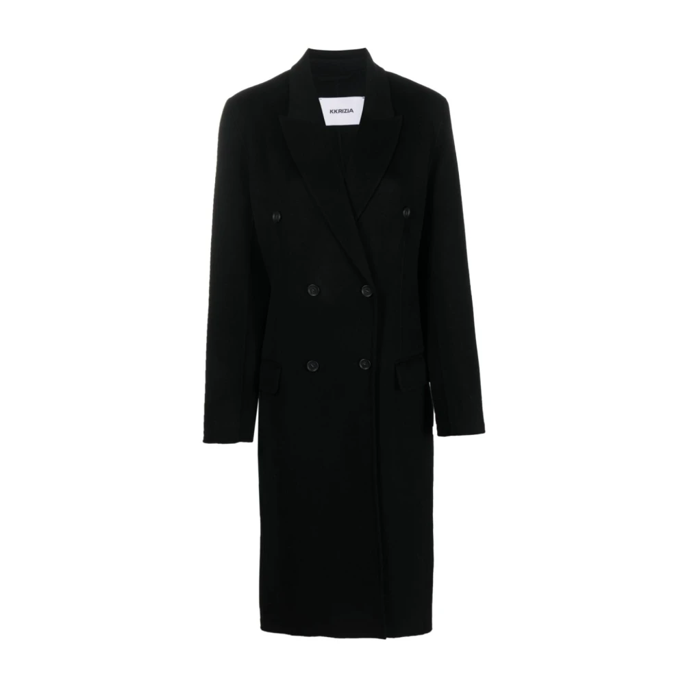 Krizia Zwarte Wol-Kasjmier Jas Black Dames