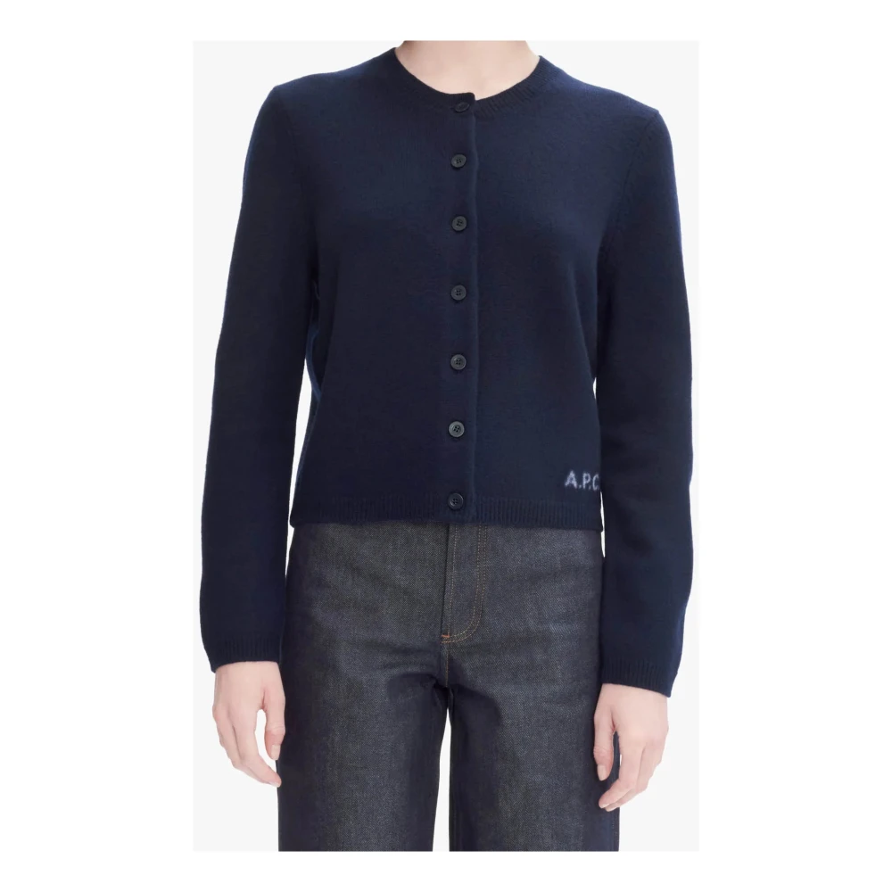 A.p.c. Klassieke Wollen Vest Donkerblauw Blue Dames