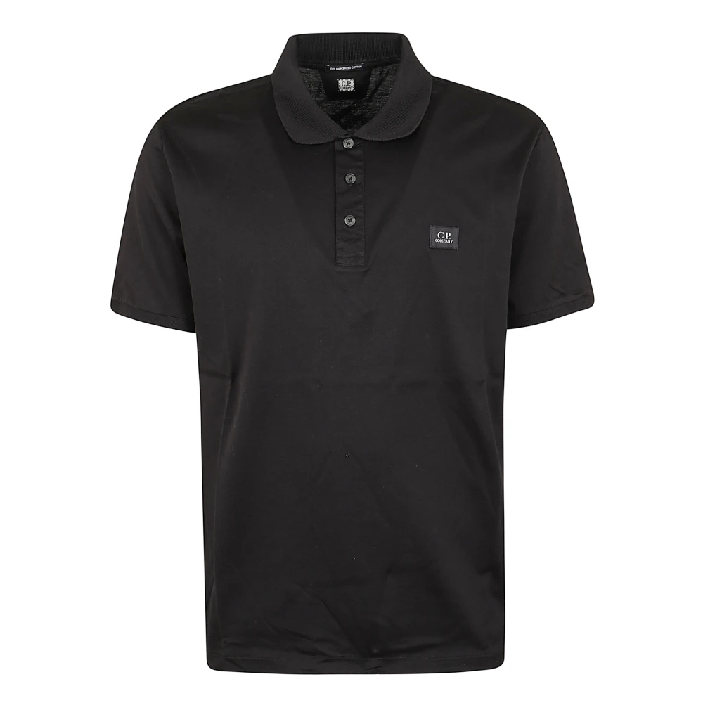 C.p. Company Men's Black Polo Shirts, Xl, Cotton Polo Shirt