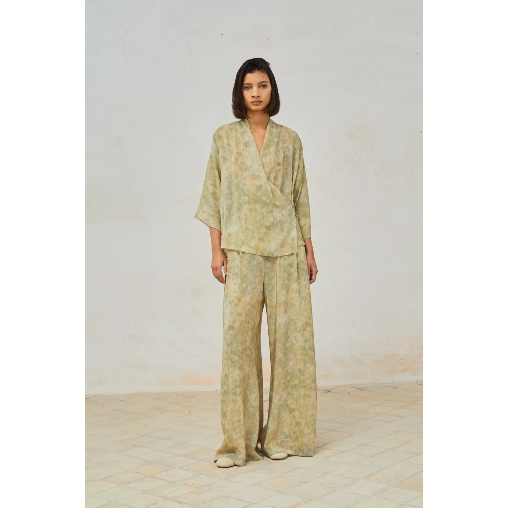 Cortana Zijden Hoop Print Kruisblouse Green Dames