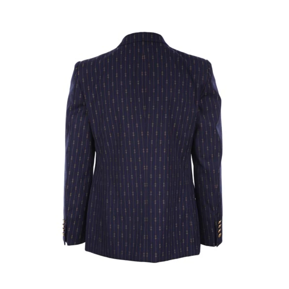 Gucci Dubbelbreasted wollen jas met all-over Morsetto-patroon Blue Heren