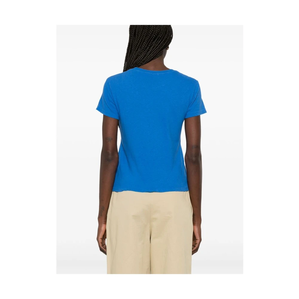 Re Done Kobaltblauwe Geribbelde Crew Neck T-shirt Blue Dames