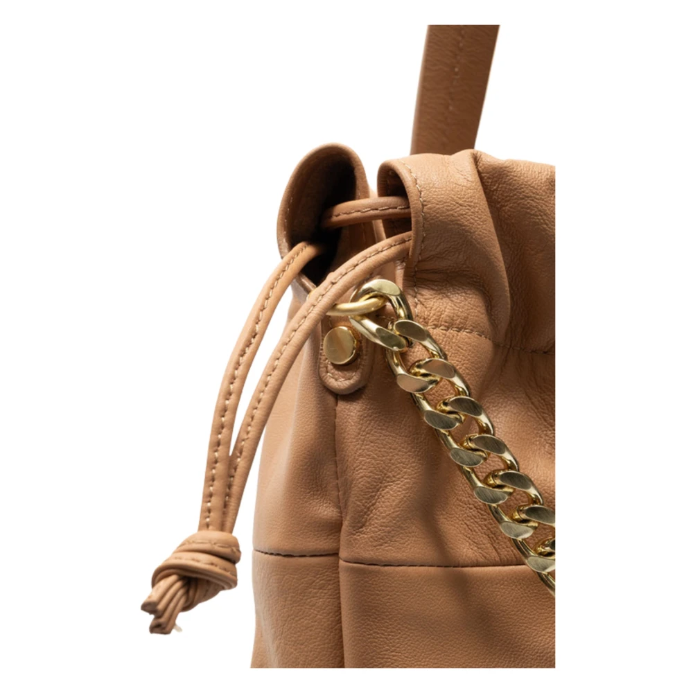 Twinset Leren Shopper Tas met Kettinghengsel Beige Dames