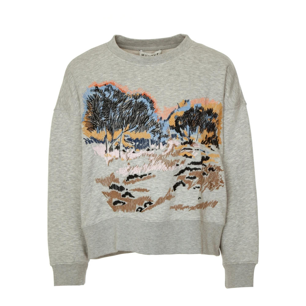 Munthe Elegant Geborduurd Sweatshirt Gray Dames