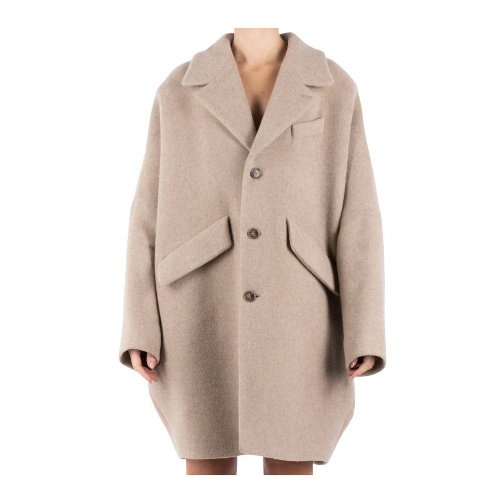 MM6 Maison Margiela Beige Wollen Jas Gray Dames