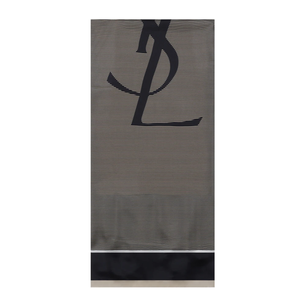 Saint Laurent Marineblauwe zijden sjaal met YSL-logo Blue Heren