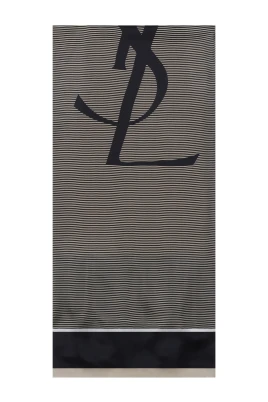 Marinblå sidenscarf med YSL-logga