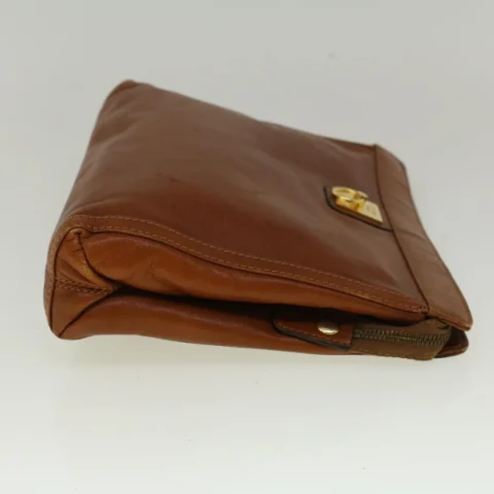 Celine Vintage Pre-owned Leather clutches Brown Dames