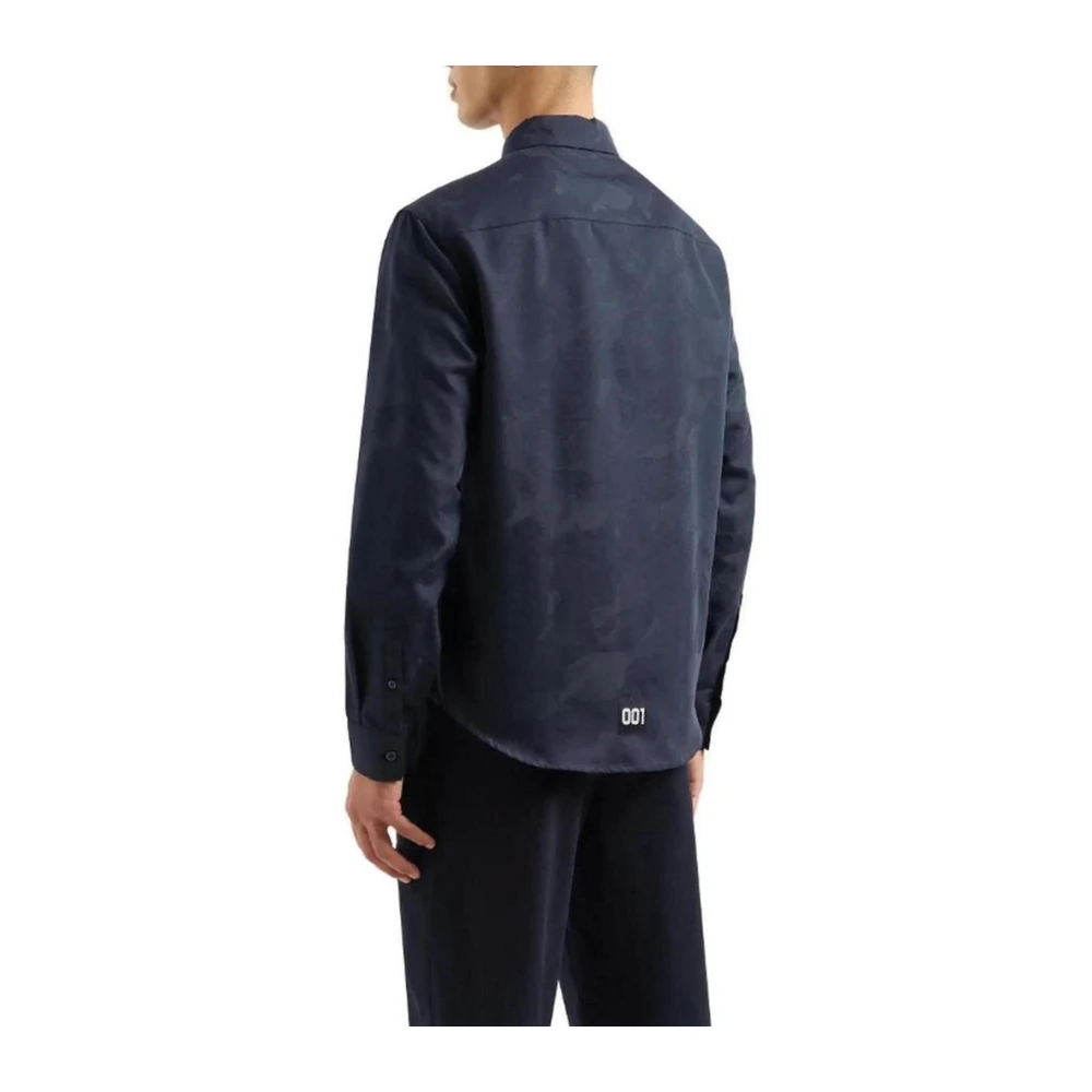 Armani Exchange Blauw Overhemd van Katoenmix met Lange Mouwen Blue Heren