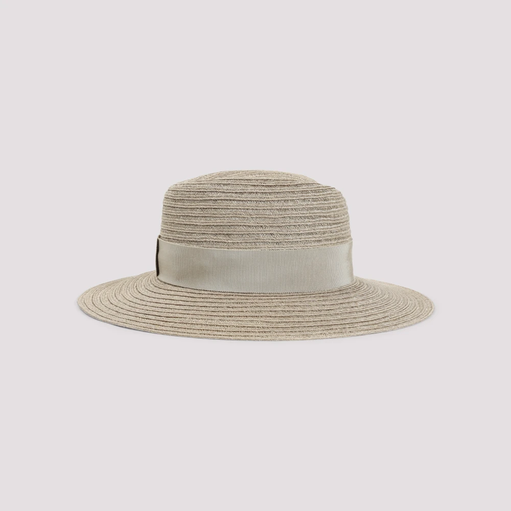 Maison Michel Beige Linnen Strohoed Beige Dames