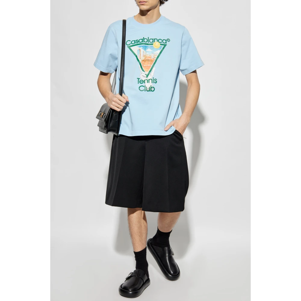 Casablanca Bedrukt T-shirt Blue Heren