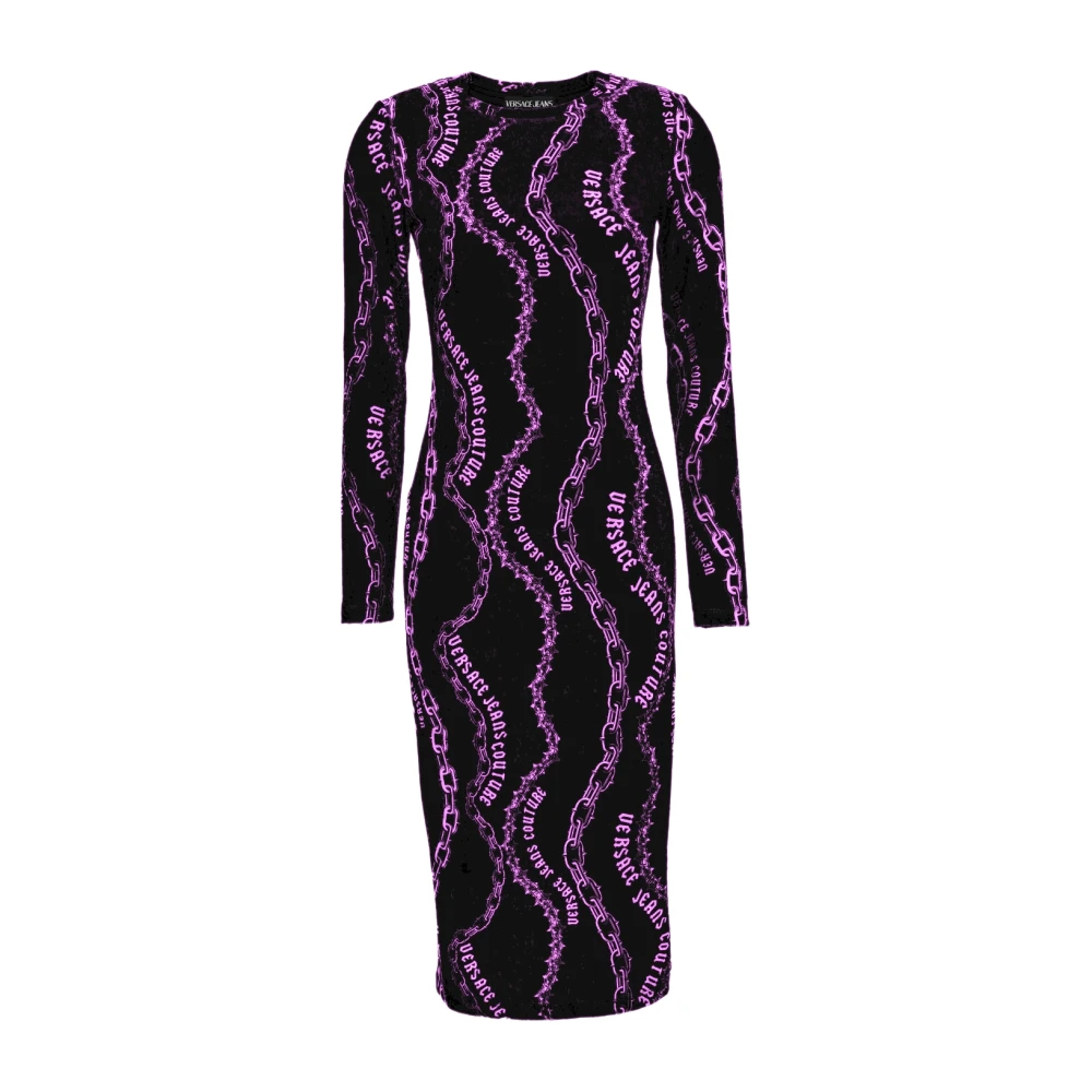 Versace Jeans Couture Zwarte Jurk voor Vrouwen Elegante Stijl Multicolor Dames