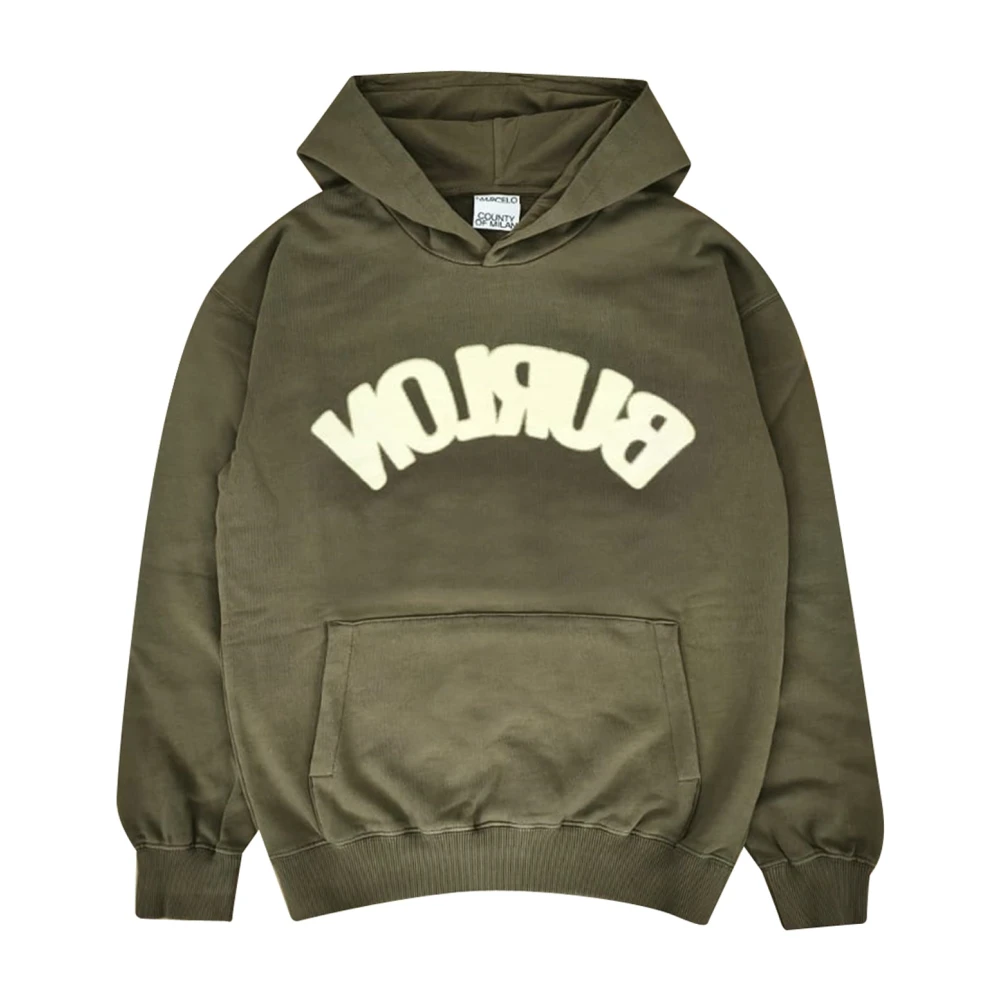 Marcelo Burlon Boys Green Kids Sweatshirts, 12 Y, Hooded Sweatshirt