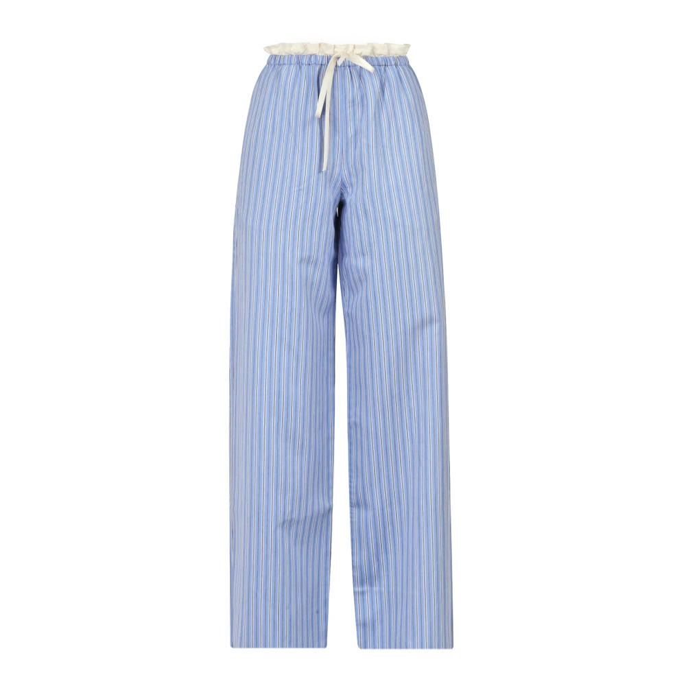8pm Wijde popeline broek met elastische taille Blue Dames