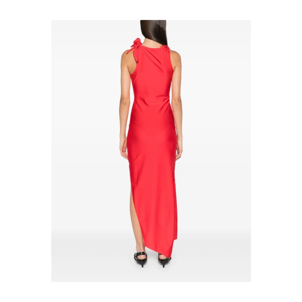 Coperni Rode Bloemen Asymmetrische Lange Jurk Red Dames