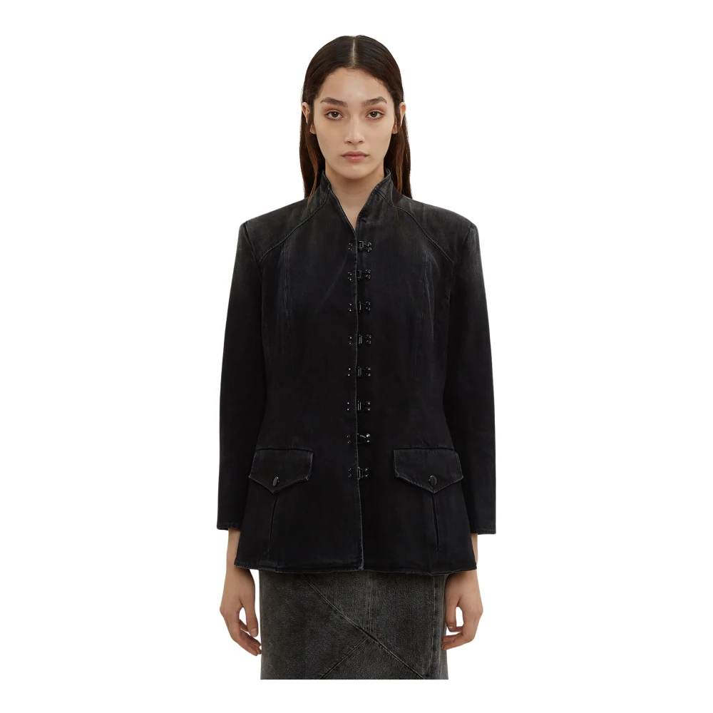 Oliver Theyskens Light Jackets, Female, Xs, Hook And Eye Single Breasted Jacket Black